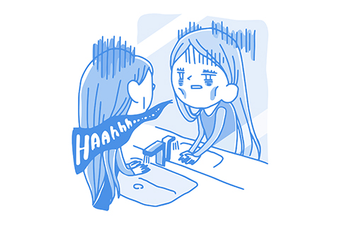 鏡を見る女性イラスト